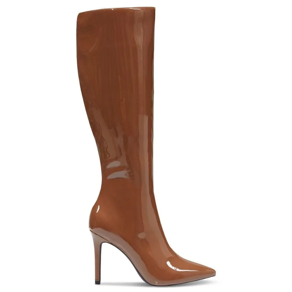 Cognac patent boots